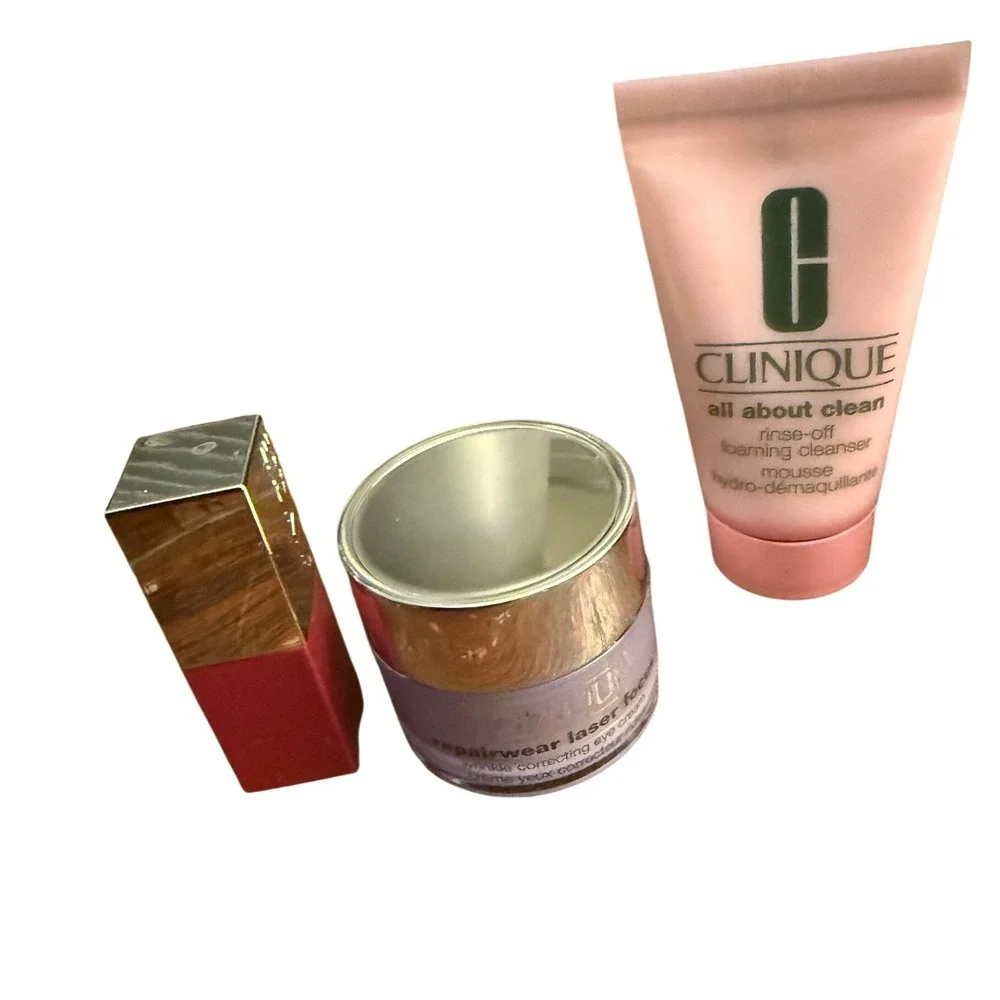 New Clinique Repairwear Laser Focus Eye Cream 0.5 oz plus bonuses lip &face